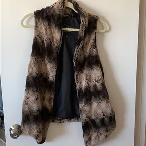 Fuzzy brown and black vest
